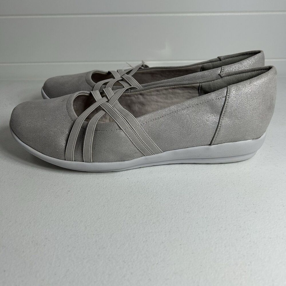 Easy Spirit Aubree2 Women’s Size 10 W Silver Slip-On Comfort Flats Wide Width - Picture 5 of 8
